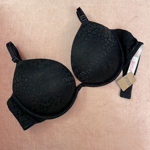 NWT PINK by Victoria Secret Wear Everywhere super push up black lace bra